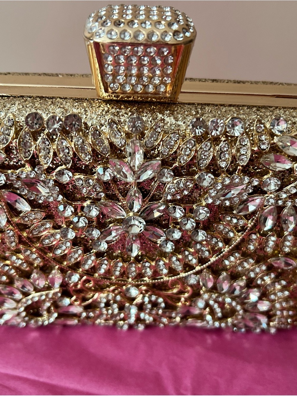4/$100 Gold Crystal Embellished Evening Clutch - Gold - Picture 4 of 6